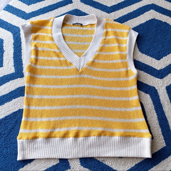 ☀️ ZARA BOHO YELLOW WHITE STRIPE VNECK SHEER LOOSE FIT TOP! - Picture 11 of 16